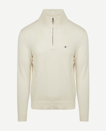 Tommy Hilfiger halve rits trui essential off white | Regular-fit