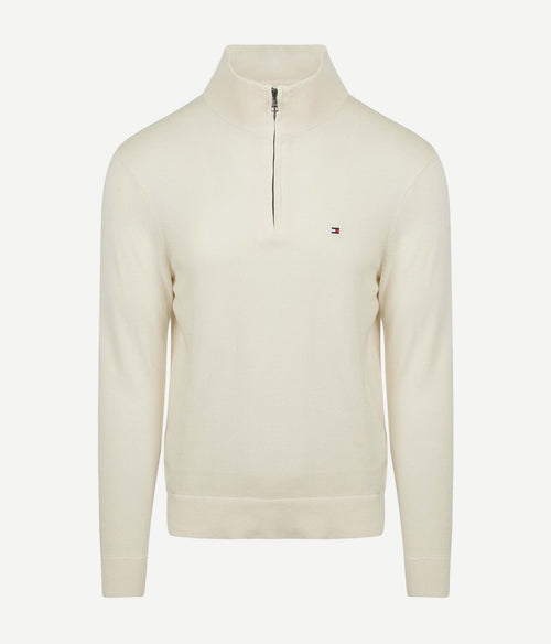 Tommy Hilfiger halve rits trui essential off white | Regular-fit