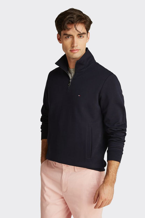 Tommy Hilfiger halve rits trui intechno donkerblauw | Regular-fit
