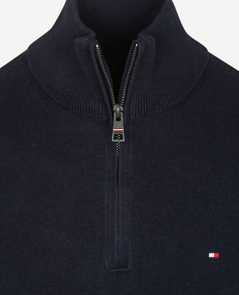 Tommy Hilfiger halve rits trui donkerblauw | Regular-fit