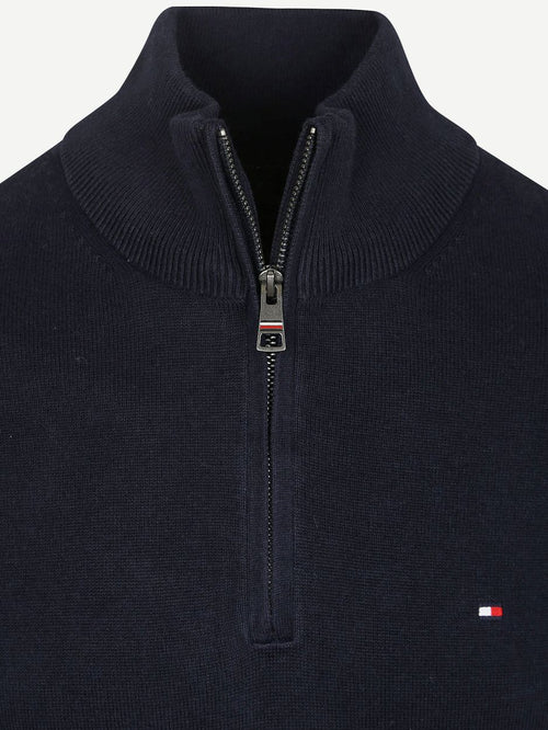 Tommy Hilfiger halve rits trui donkerblauw | Regular-fit