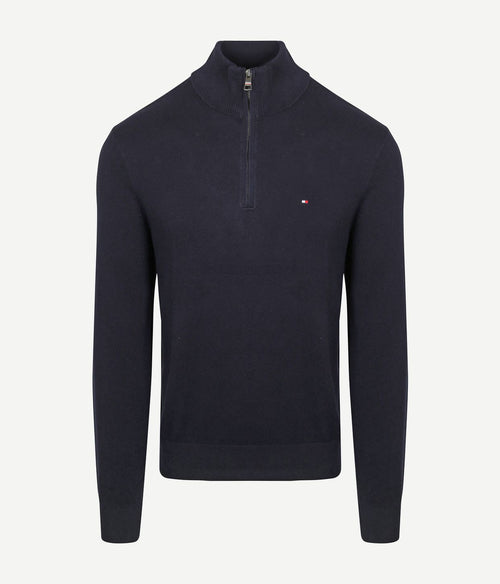 Tommy Hilfiger halve rits trui donkerblauw | Regular-fit