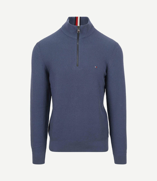 halve rits trui structuur blauw