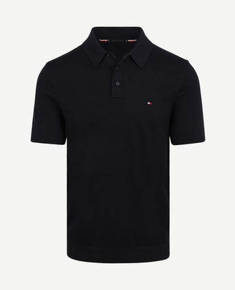 Knitted polo donkerblauw