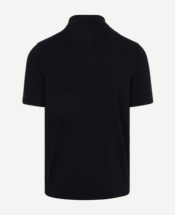 Knitted polo donkerblauw