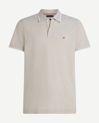 Linen piqué poloshirt beige