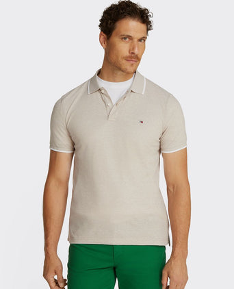 Linen piqué poloshirt beige