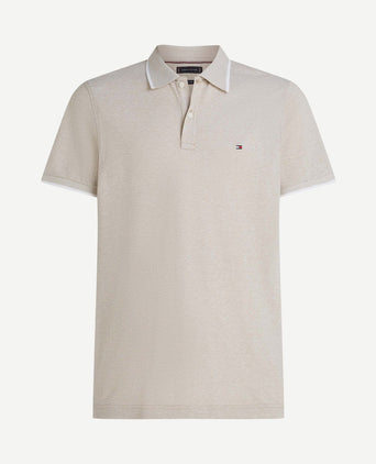 Linen piqué poloshirt beige