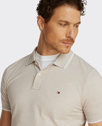 Linen piqué poloshirt beige