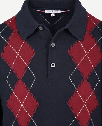 Long sleeve poloshirt checks