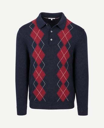 Long sleeve poloshirt checks