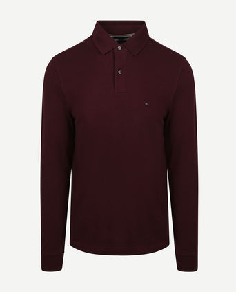 Tommy Hilfiger longsleeve polo bordeaux | Slim-fit