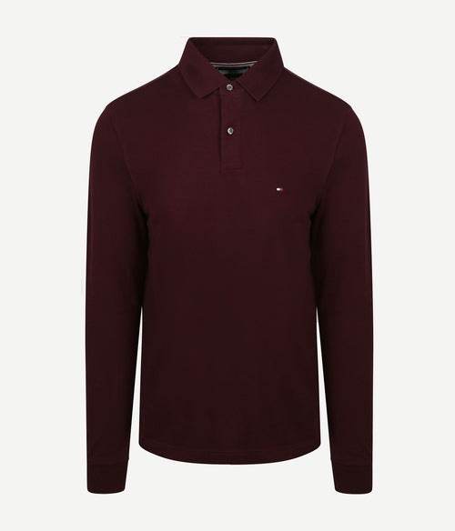 Tommy Hilfiger longsleeve polo bordeaux | Slim-fit