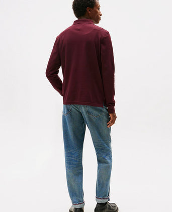 Tommy Hilfiger longsleeve polo bordeaux | Slim-fit
