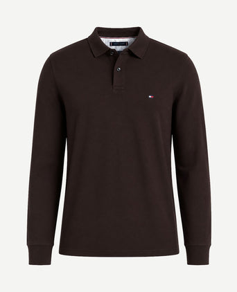 Longsleeve polo bruin