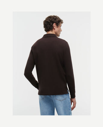 Longsleeve polo bruin