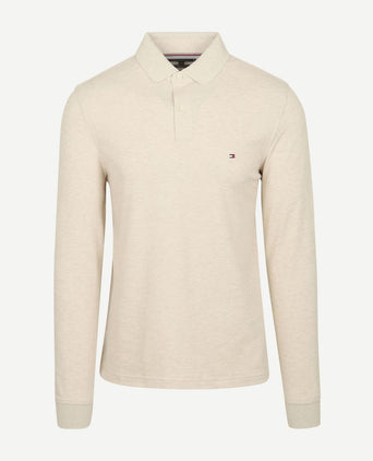 Longsleeve polo melange ecru