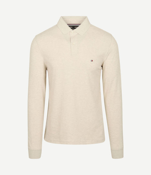 Longsleeve polo melange ecru