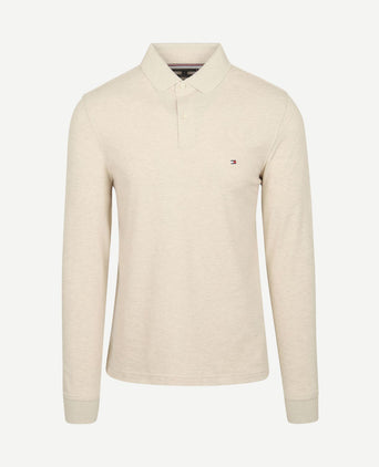 Longsleeve polo melange ecru