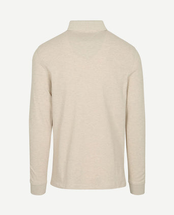 Longsleeve polo melange ecru
