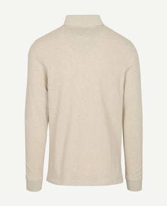 Longsleeve polo melange ecru