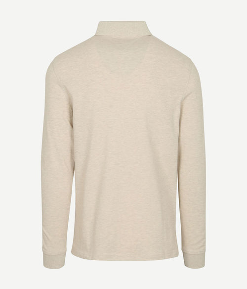 Longsleeve polo melange ecru