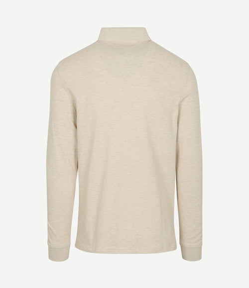 Longsleeve polo melange ecru