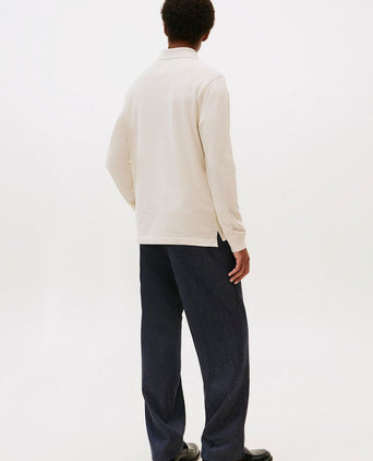 Longsleeve polo melange ecru