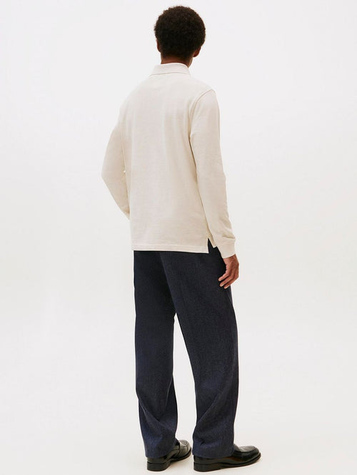 Longsleeve polo melange ecru
