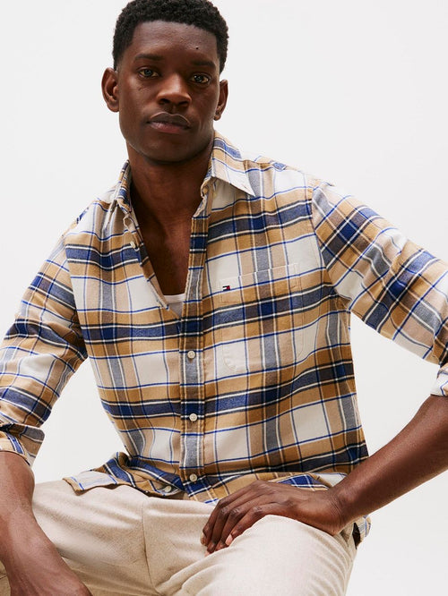 Tommy Hilfiger flanel overhemd ruit beige | Regular-fit