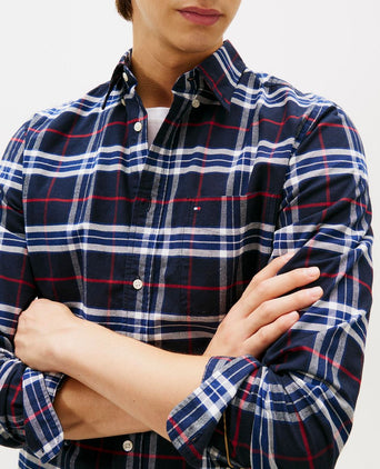 Tommy Hilfiger Oxford overhemd ruit donkerblauw | Regular-fit