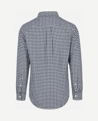 Flanel overhemd dobby gingham ruit donkerblauw