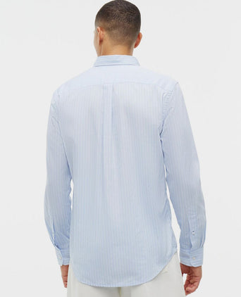 Poplin overhemd streep lichtblauw