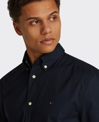 Poplin overhemd flex donkerblauw