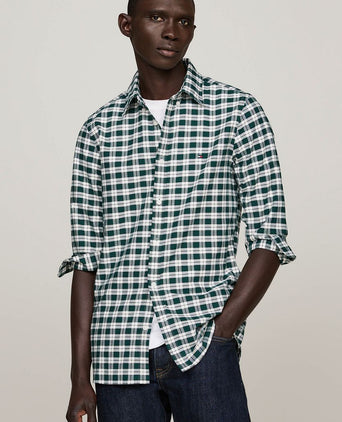 Tommy Hilfiger Oxford overhemd ruit groen | Regular-fit