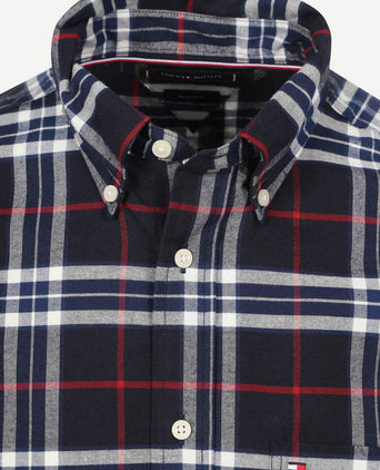 Oxford overhemd ruit donkerblauw