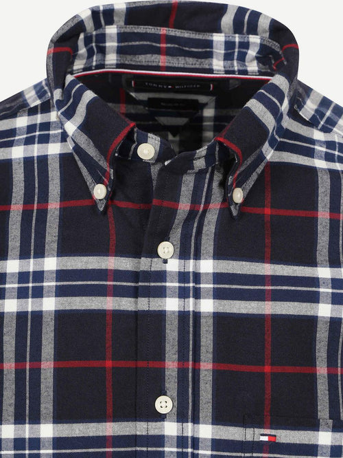 Oxford overhemd ruit donkerblauw
