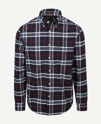 Oxford overhemd ruit donkerblauw
