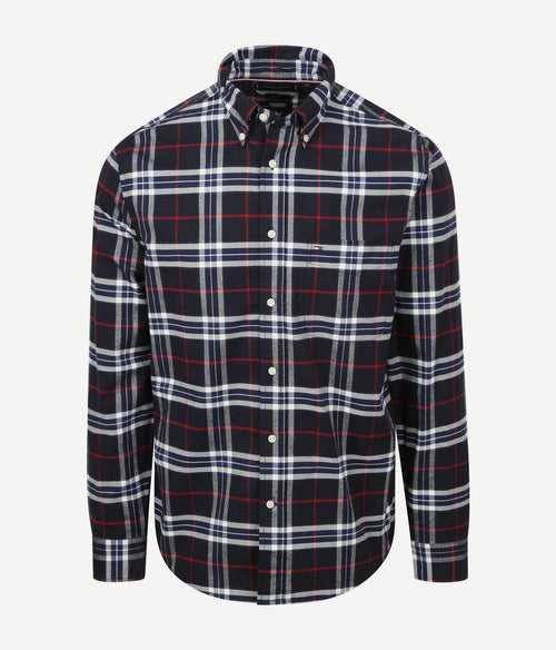 Oxford overhemd ruit donkerblauw