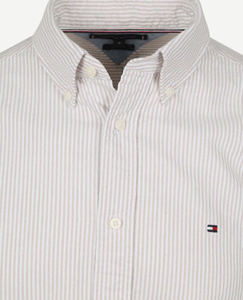 Oxford overhemd streep beige