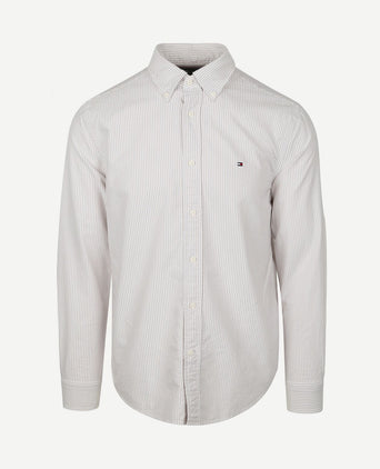 Oxford overhemd streep beige