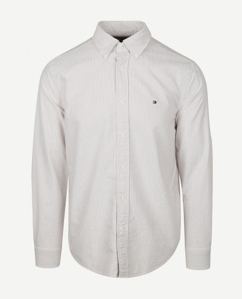 Oxford overhemd streep beige