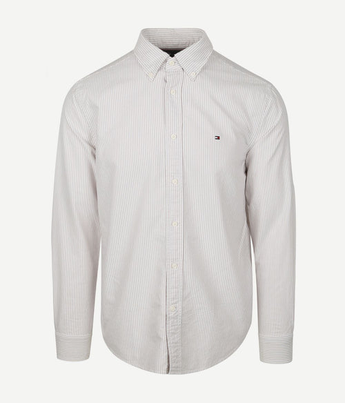 Oxford overhemd streep beige