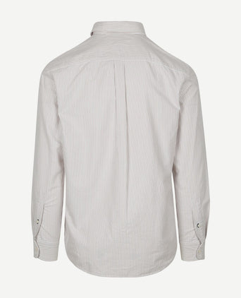Oxford overhemd streep beige