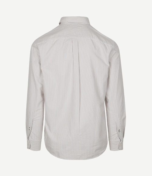 Oxford overhemd streep beige