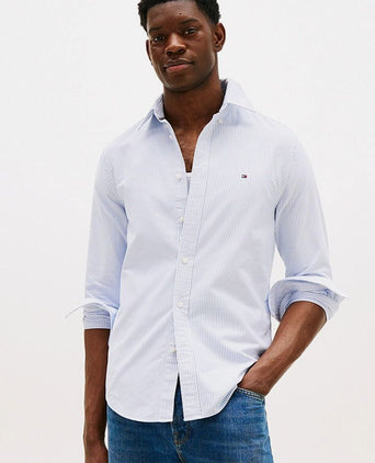 Tommy Hilfiger Oxford overhemd streep lichtblauw | Regular-fit