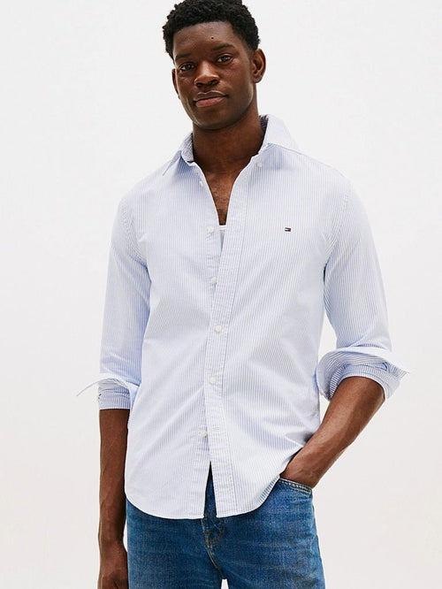 Tommy Hilfiger Oxford overhemd streep lichtblauw | Regular-fit