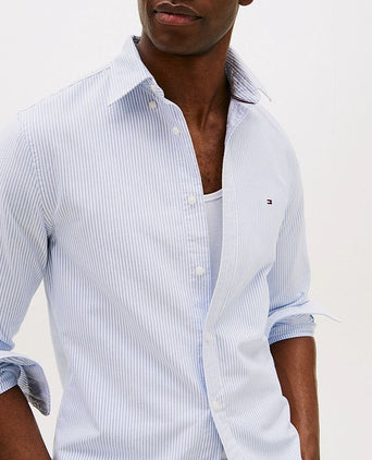 Tommy Hilfiger Oxford overhemd streep lichtblauw | Regular-fit