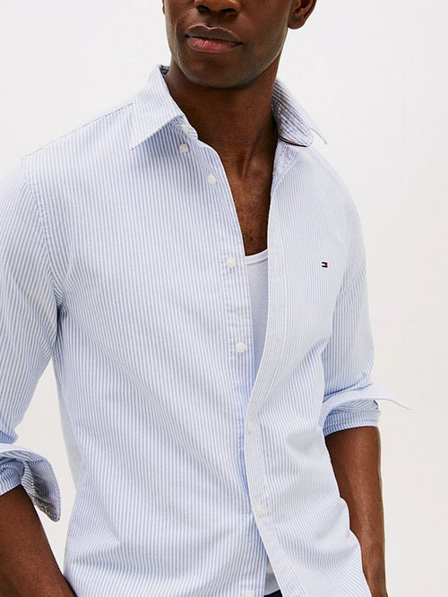Tommy Hilfiger Oxford overhemd streep lichtblauw | Regular-fit