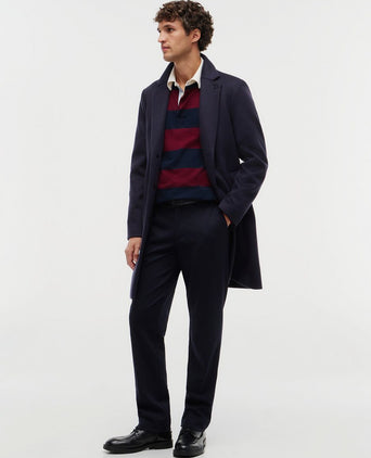 Rugby polo streep burgundy donkerblauw